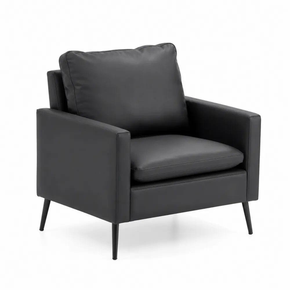 Poltrona in Pelle Sintetica con Gambe in Metallo Nera
