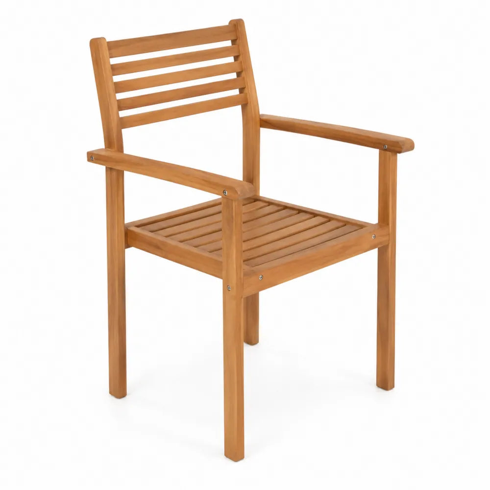 Sedia da esterno in legno di acacia con braccioli