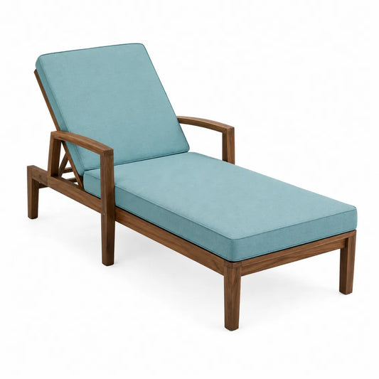 Sdraio in Legno di Teak con Cuscini Blu