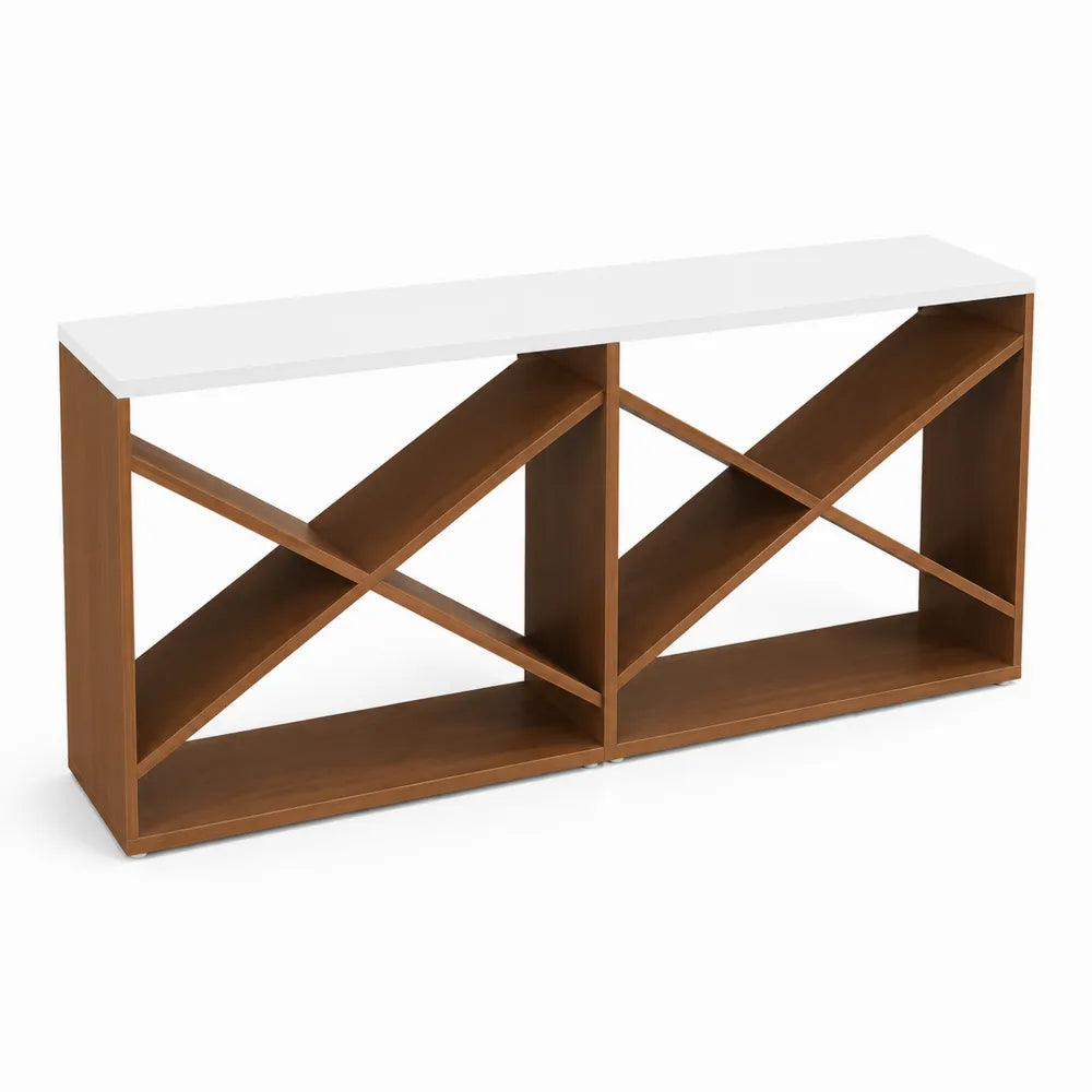 Consolle ingresso in Legno con ripiano Bianco, 120x30x75 cm