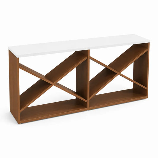 Consolle ingresso in Legno con ripiano Bianco, 120x30x75 cm