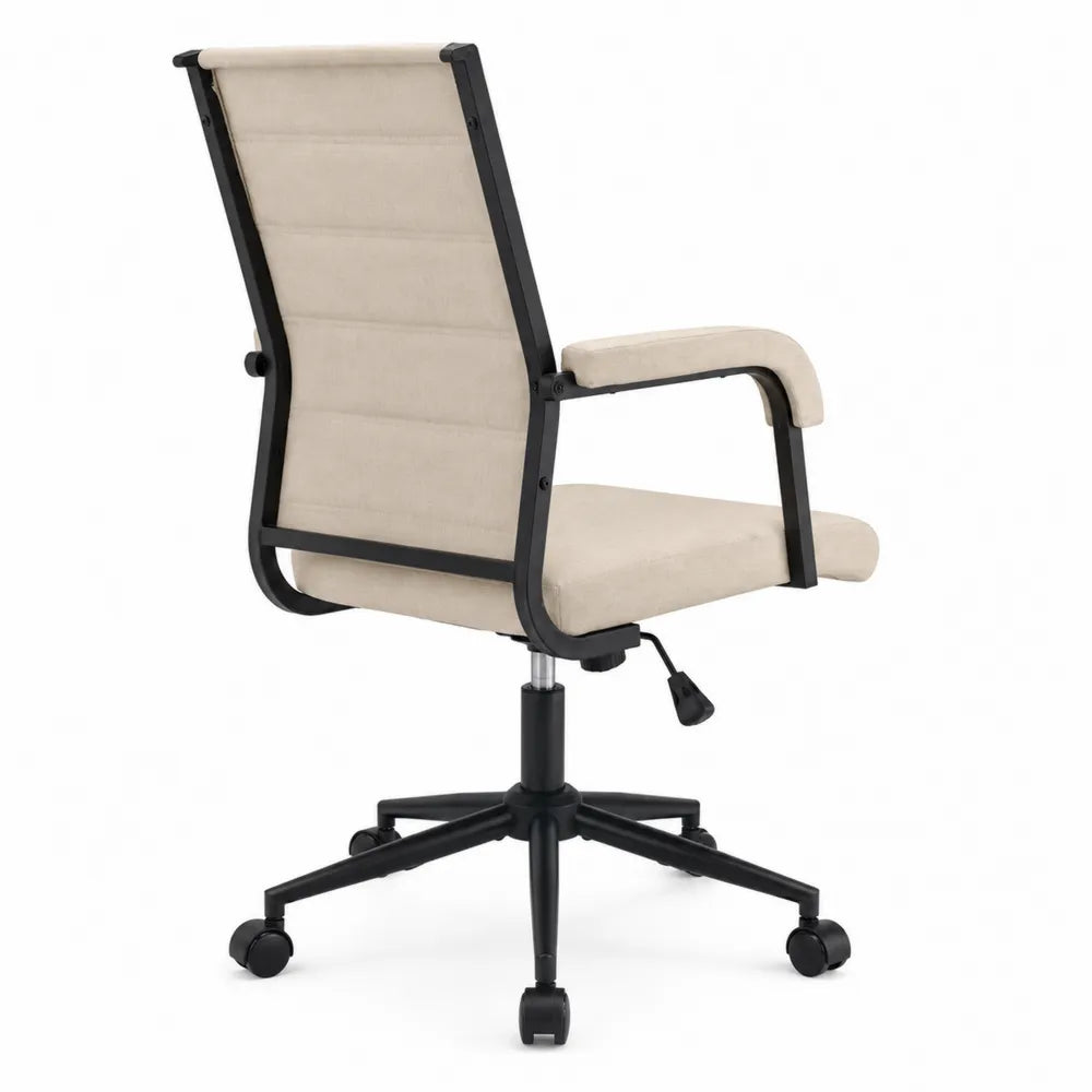 Sedia da ufficio in metallo con rivestimento beige