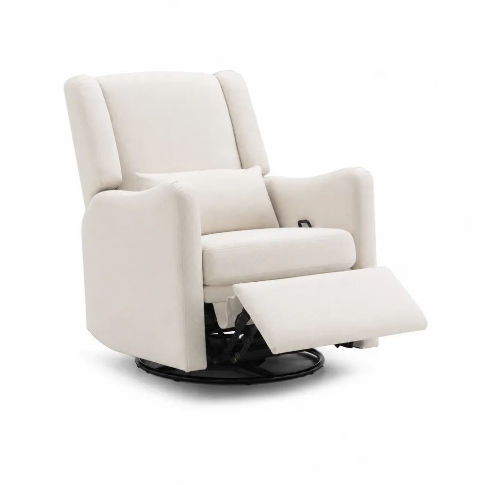 Poltrona girevole reclinabile in tessuto beige