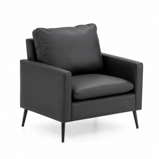 Poltrona in Pelle Sintetica con Gambe in Metallo Nera