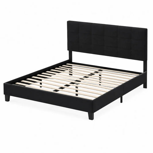 Letto matrimoniale in pelle sintetica nera 200x160 cm